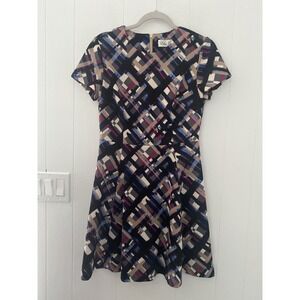 Eliza J Womens Sz 6 Short Sleeve Fit N Flare Skater Dress Geometric Colorful